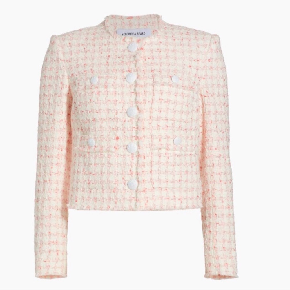 Veronica Beard Olbia Tweed Jacket - Cream and Pink - Picture 2 of 8